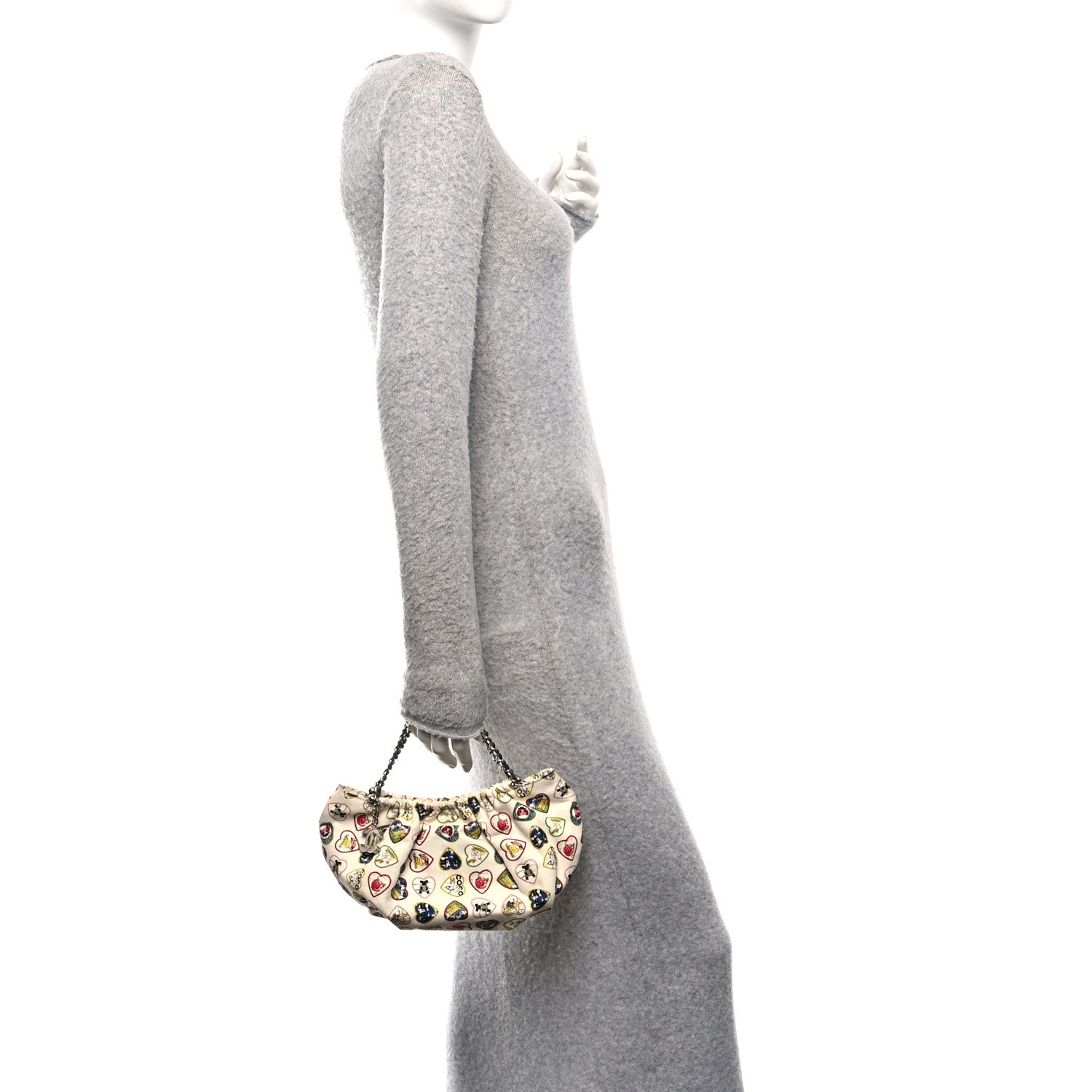 Chanel Canvas Coco Hearts Shoulder Bag White 2 of 10