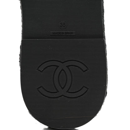 Chanel Lambskin Espadrille Mule Sandals 35 Black 8 of 9