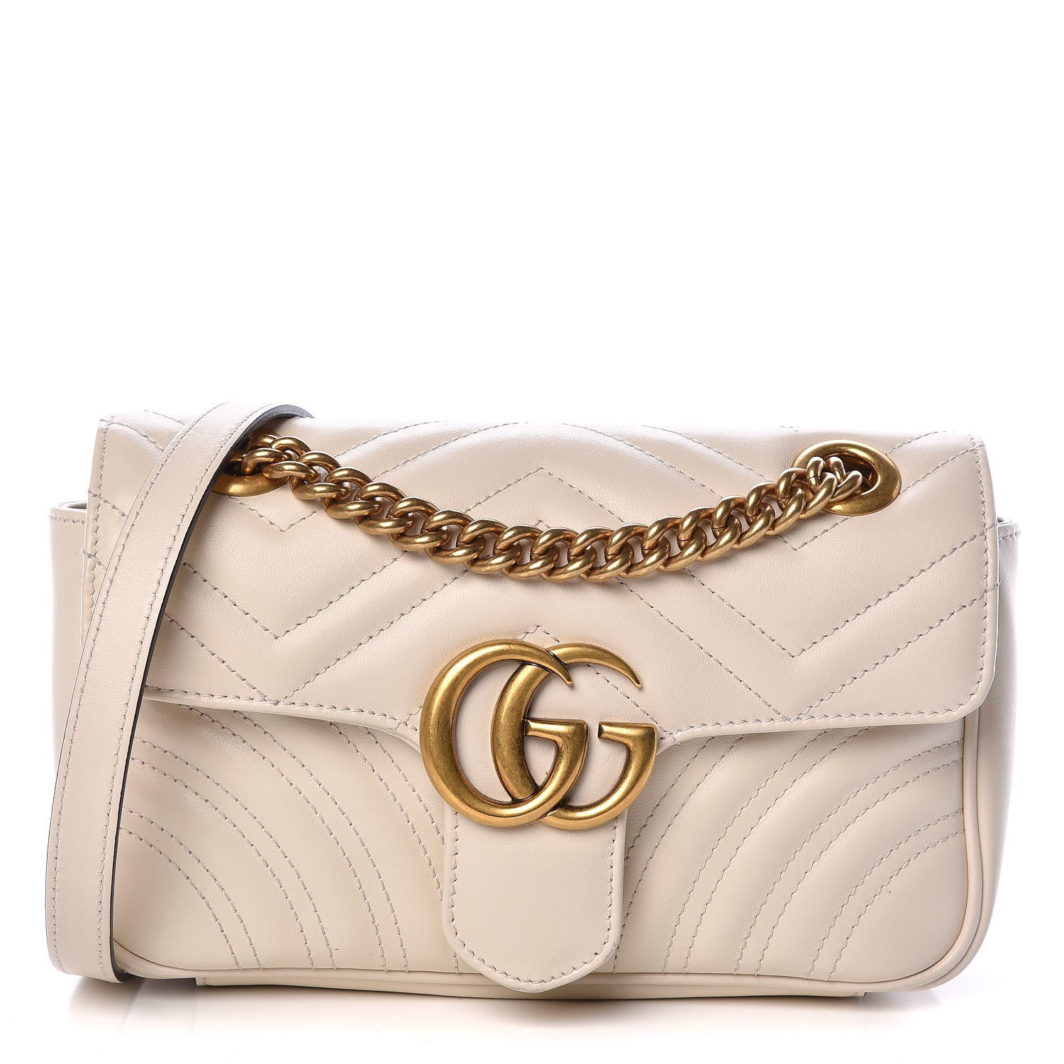 Gucci Calfskin Matelasse Mini GG Marmont Shoulder Bag White 1 of 10