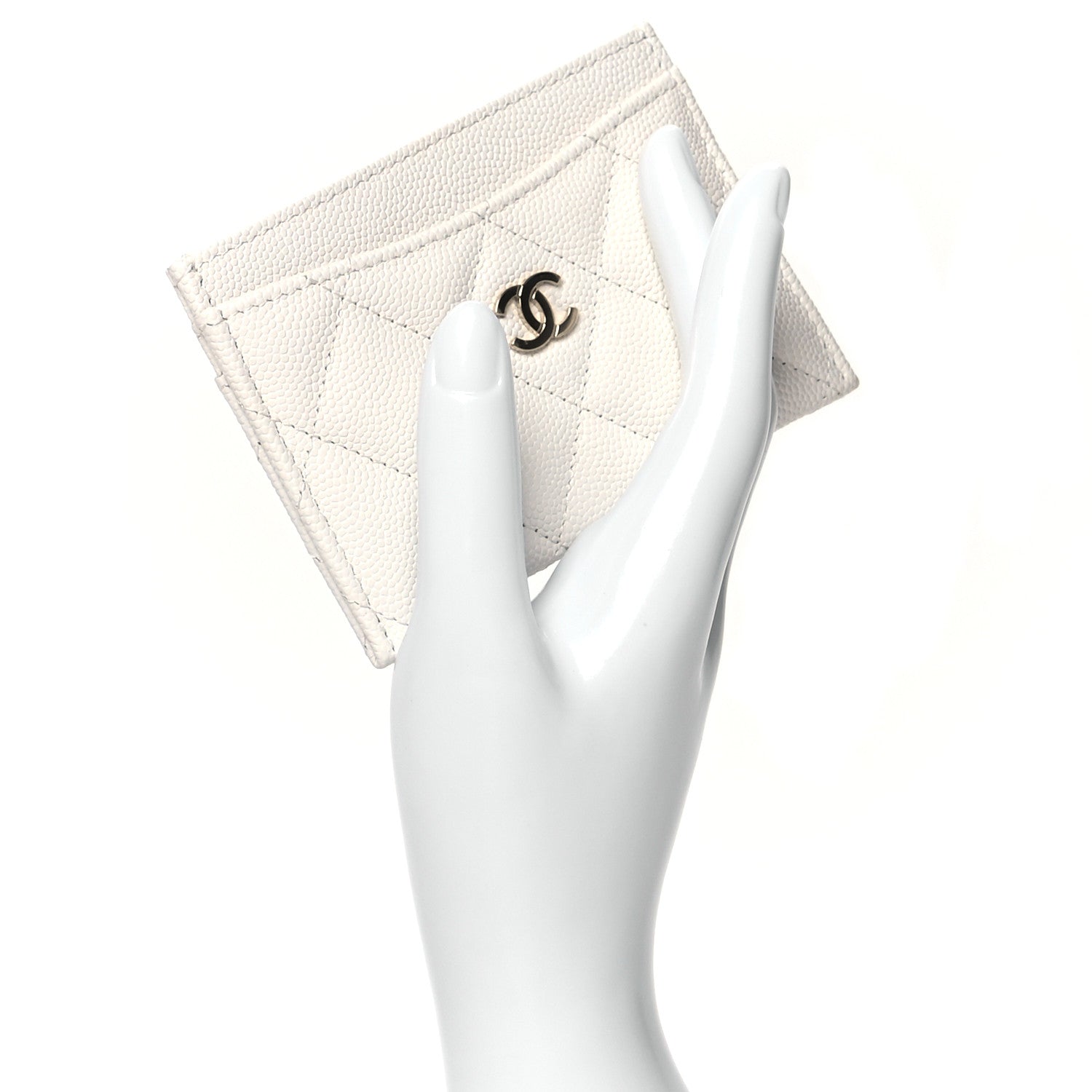 Chanel Caviar Quilted Card Holder White 2 of 9