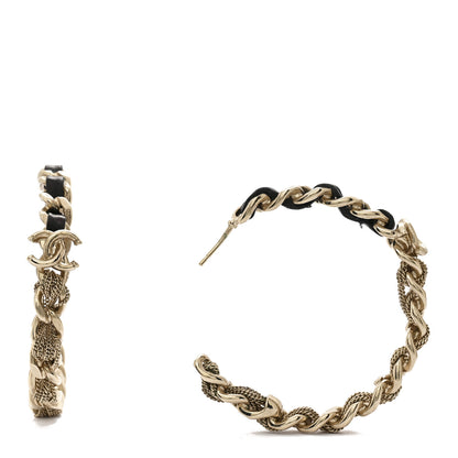 Chanel Lambskin CC Chain Hoop Earrings Gold 1 of 5