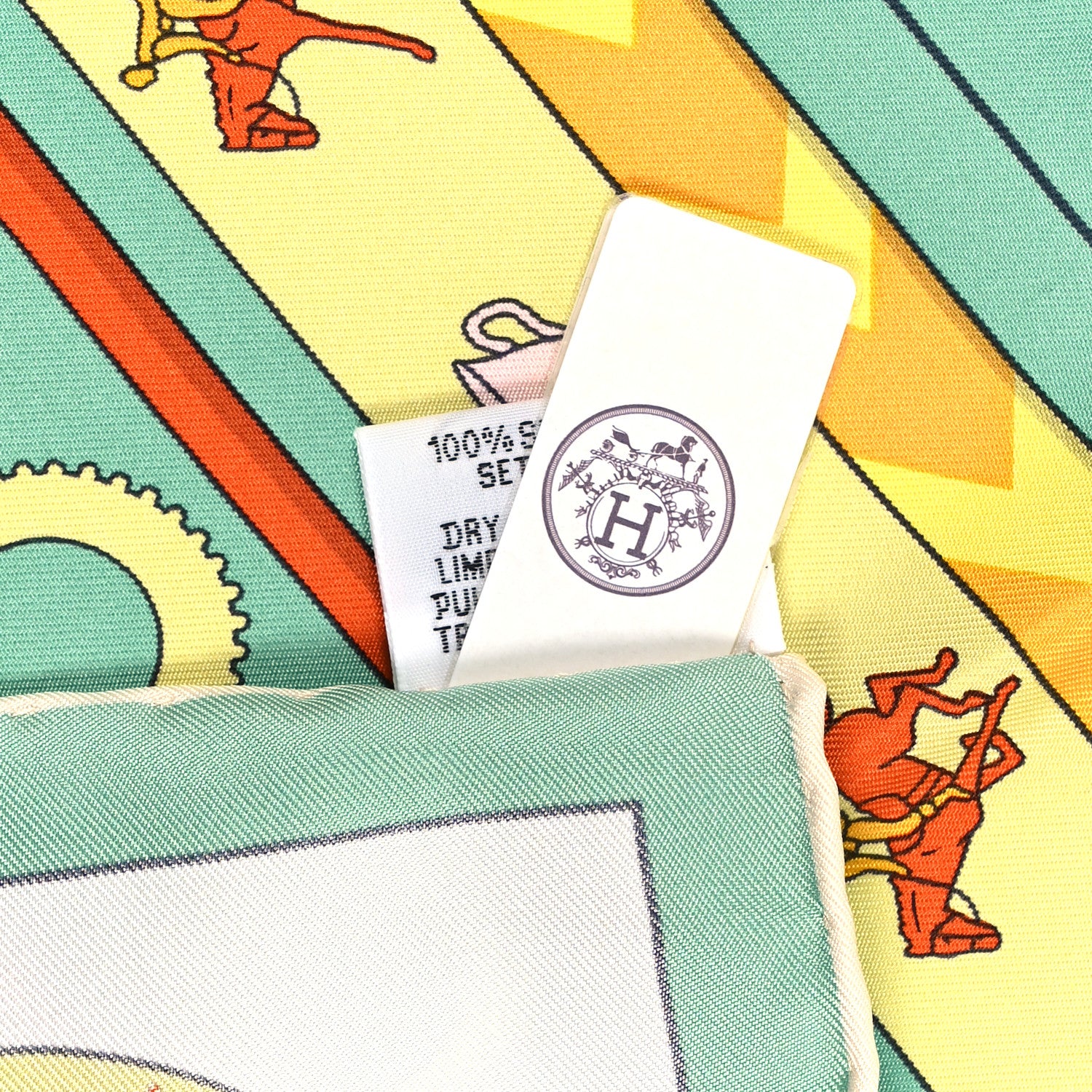 Hermes Silk Tea For Two Scarf 90 Vert Jade White 4 of 4