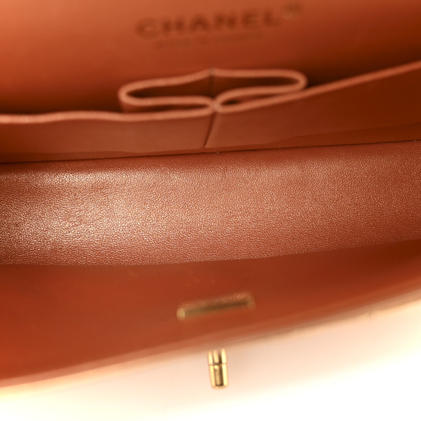 Metallic Lambskin Quilted Medium Double Flap Golden