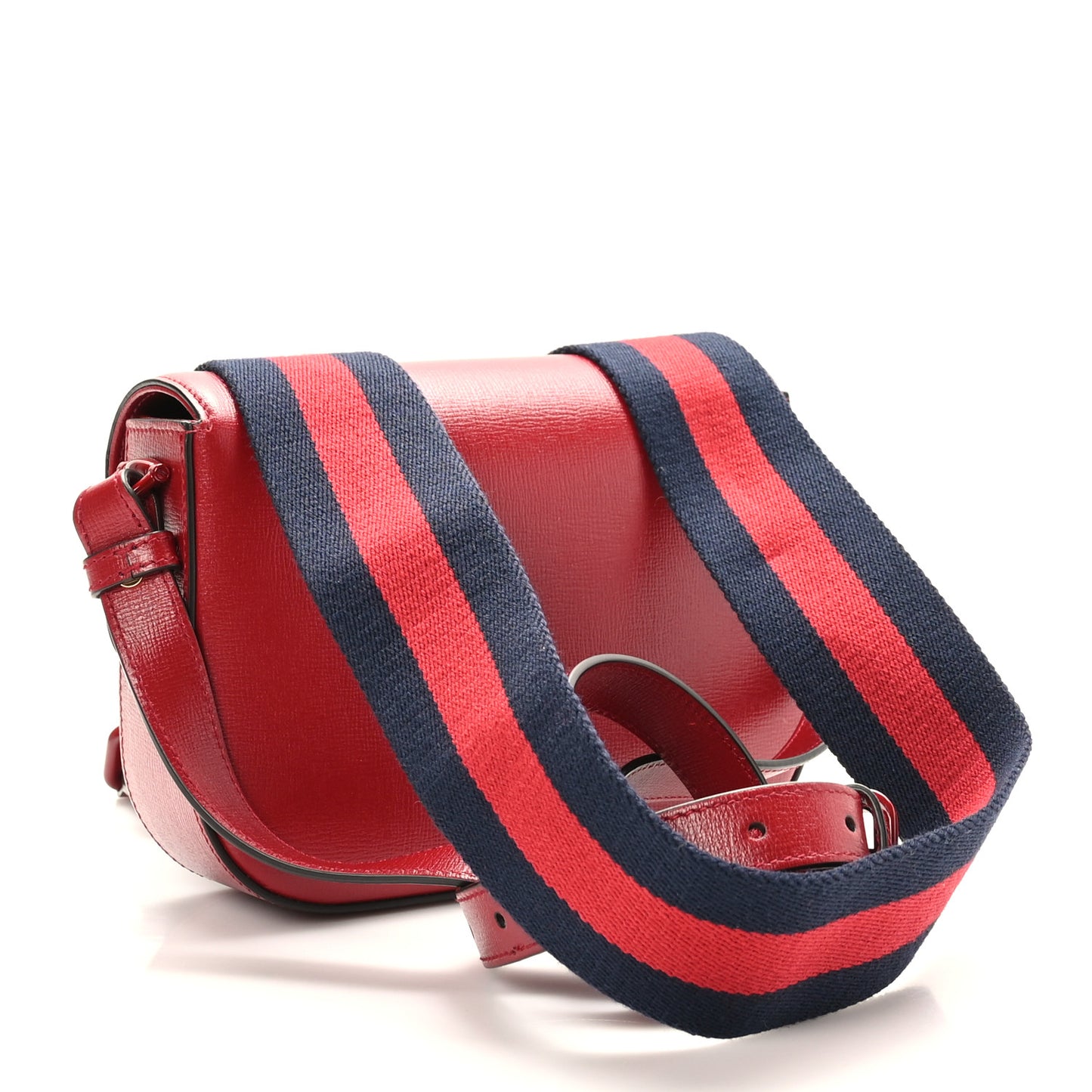 Azalea Calfskin Web Monochrome Horsebit 1955 Shoulder Bag New Cherry Red