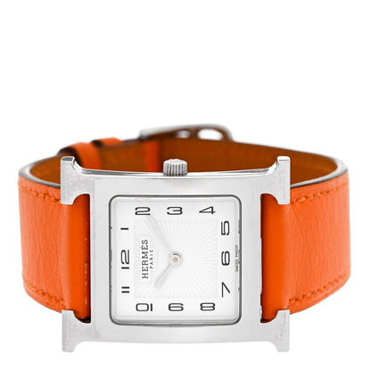 Hermes Stainless Steel Swift 26mm Heure H Hour Quartz Watch Orange 2 of 8