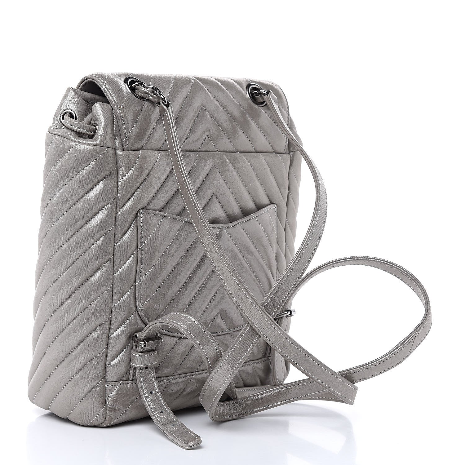 Chanel Metallic Calfskin Chevron Quilted Small Urban Spirit Backpack Silver 3 of 14