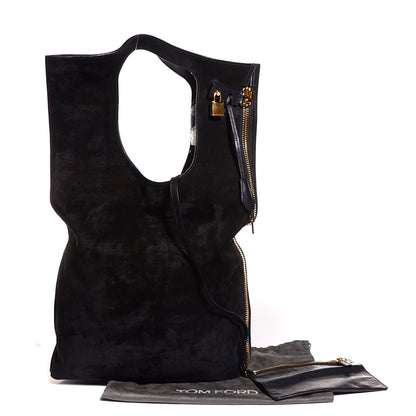 Tom Ford Suede Large Alix Padlock And Zip Shoulder Bag Black 11 of 14