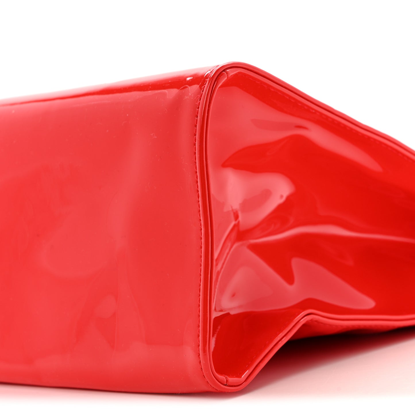 Patent Vegan Leather Medium Shopping Bag Red