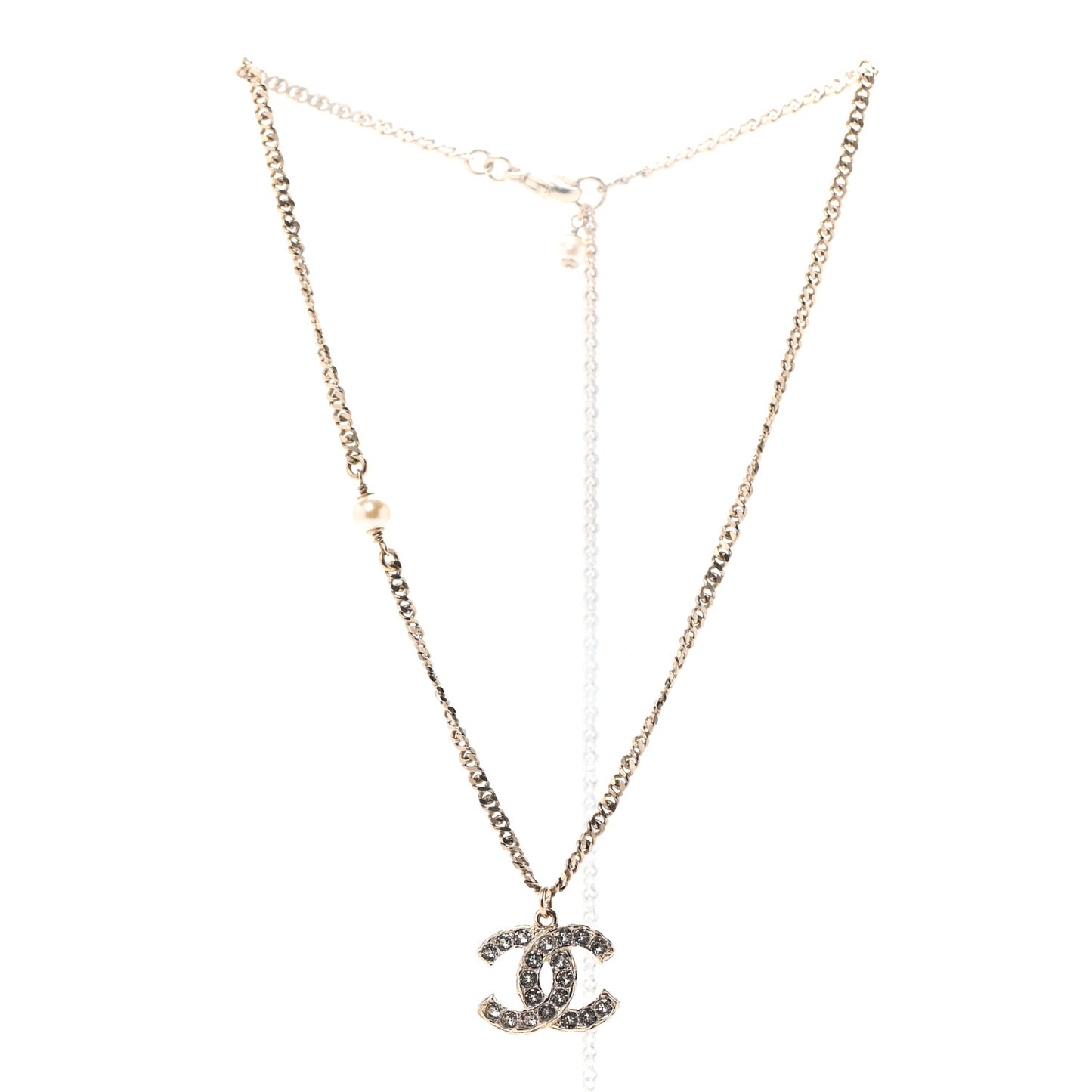 Crystal CC Pendant Necklace Gold