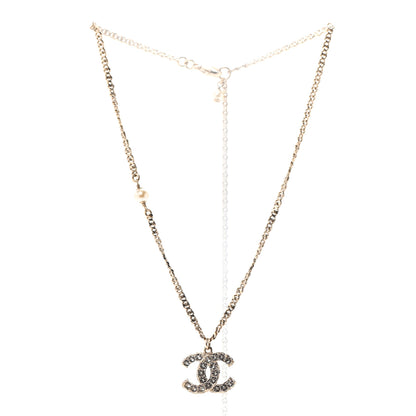 Chanel Crystal CC Pendant Necklace Gold 3 of 6