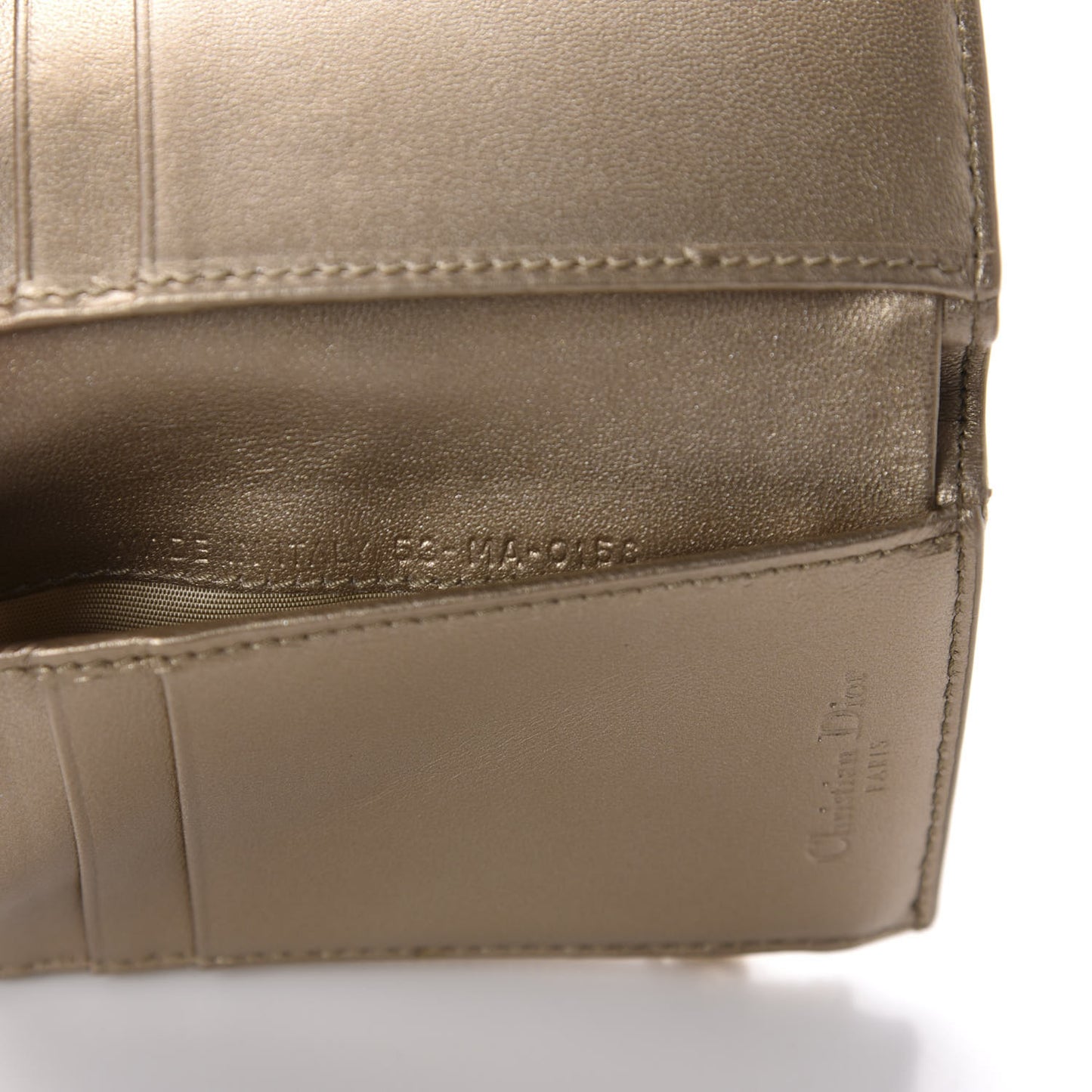 Metallic Lambskin Cannage Lady Dior Wallet Gold