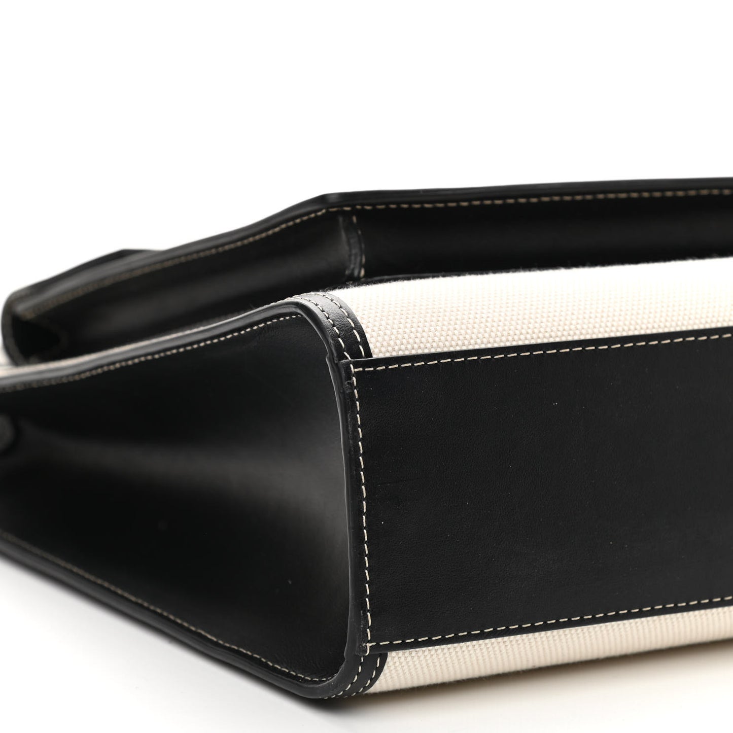Canvas Smooth Calfskin Two Tone Medium Pocket Bag Natural Black