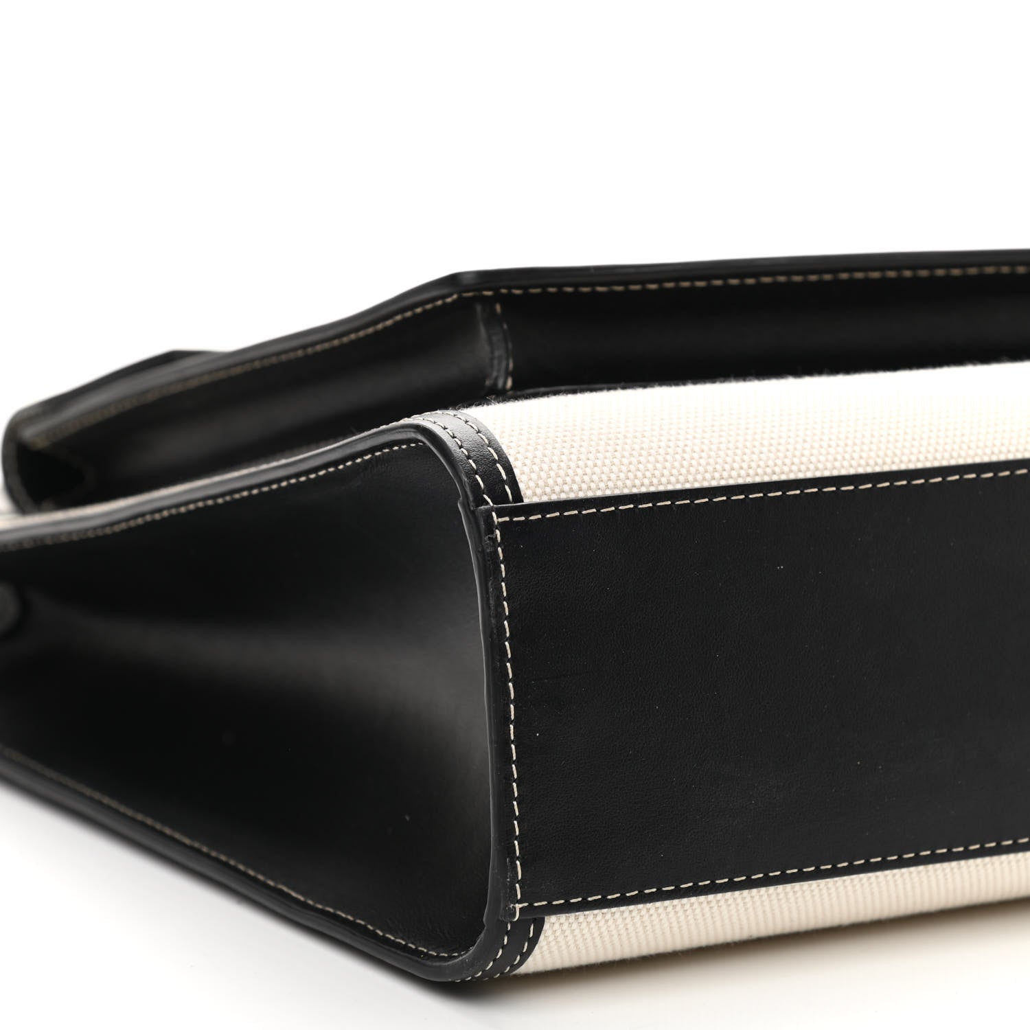 Burberry Canvas Smooth Calfskin Two Tone Medium Pocket Bag Natural Black 6 of 10