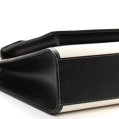 Burberry Canvas Smooth Calfskin Two Tone Medium Pocket Bag Natural Black 6 of 10