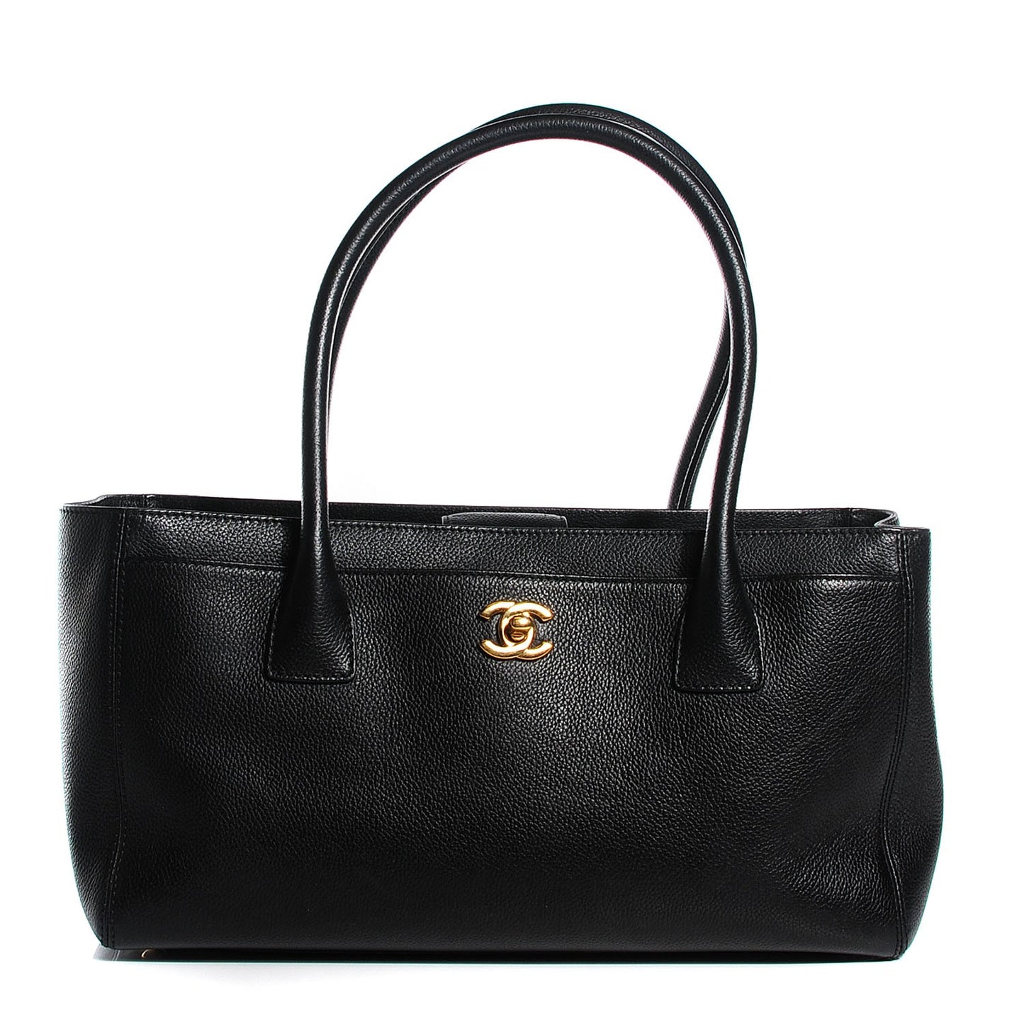 Calfskin Small Cerf Shopper Tote Black