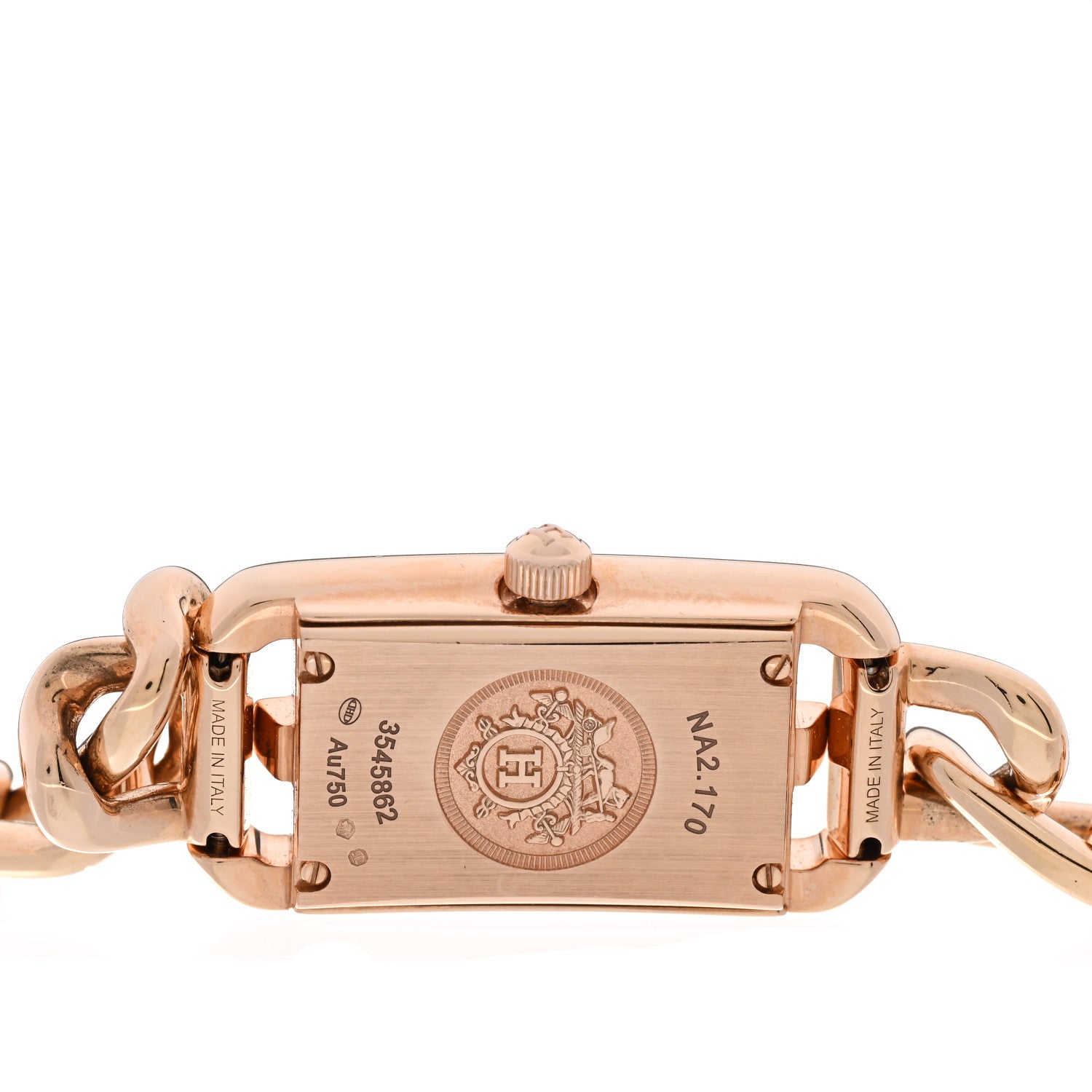 Hermes 18K Rose Gold Mother of Pearl 17mm Nantucket Quartz Watch 4 of 5