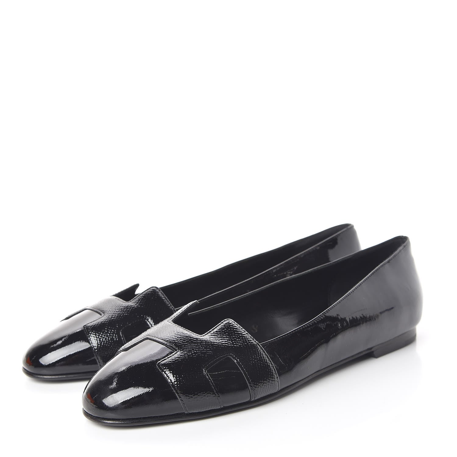 Hermes Patent Epsom Nice Ballerina Flats 38 Black 3 of 9