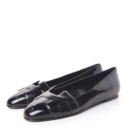 Hermes Patent Epsom Nice Ballerina Flats 38 Black 3 of 9