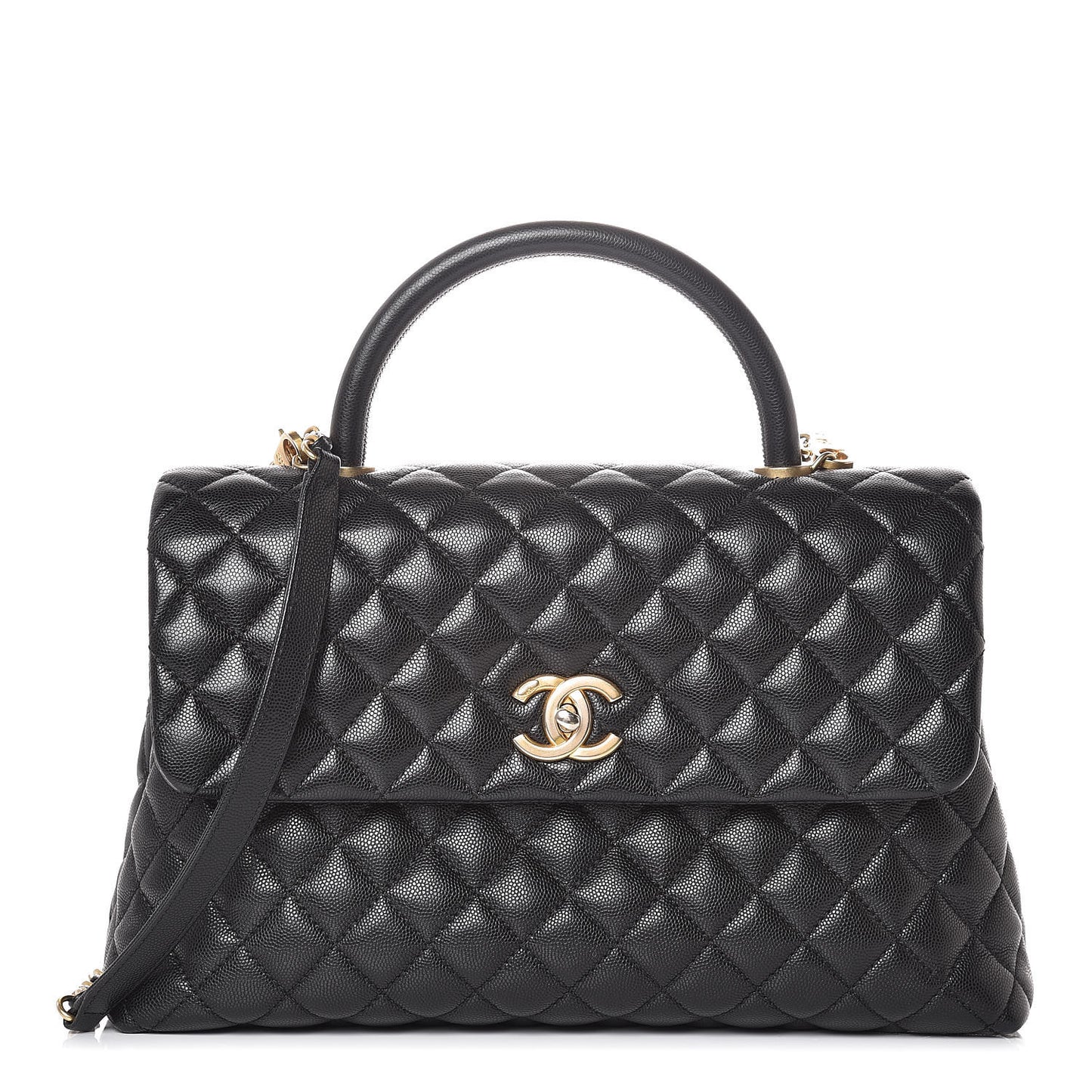 Caviar Quilted Medium Coco Handle Flap Black