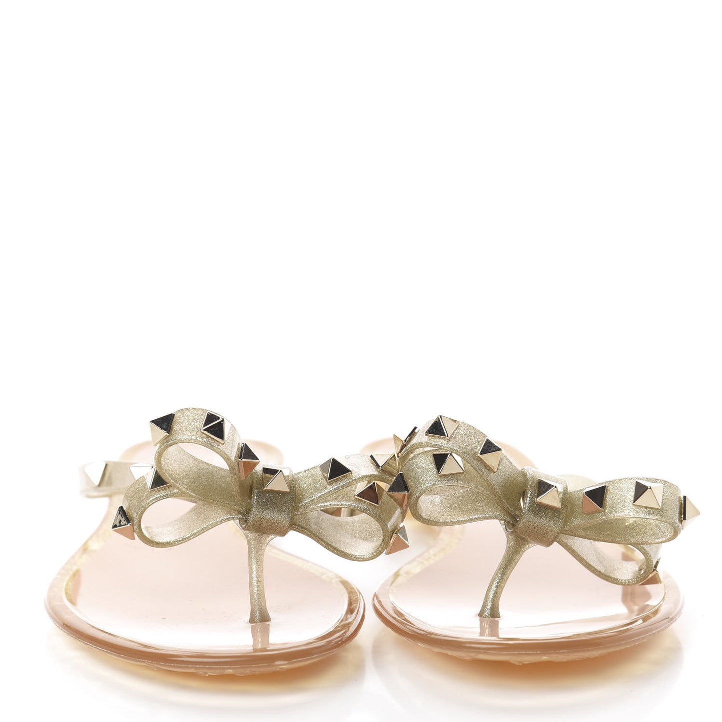 PVC Jelly Glitter Rockstud Bow Thong Sandals 37 Oro