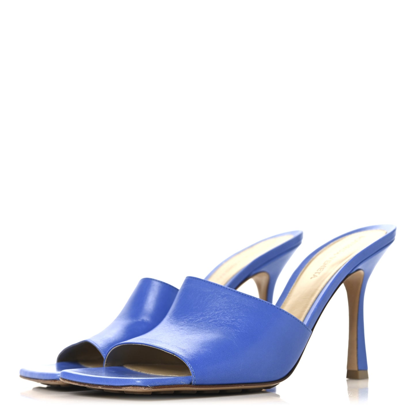 Lambskin Stretch Mule Sandals 39 Aquarium
