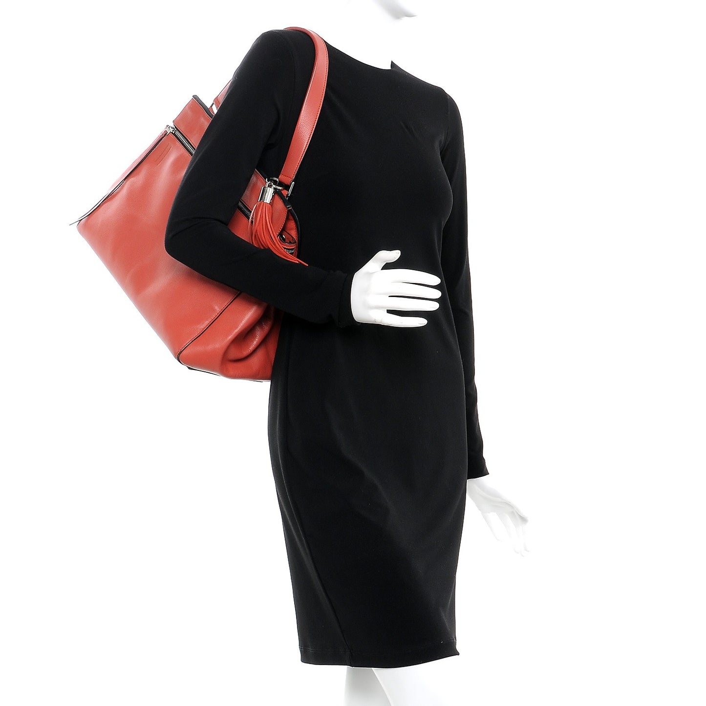 Grained Calfskin Large Edge Shoulder Bag Orange