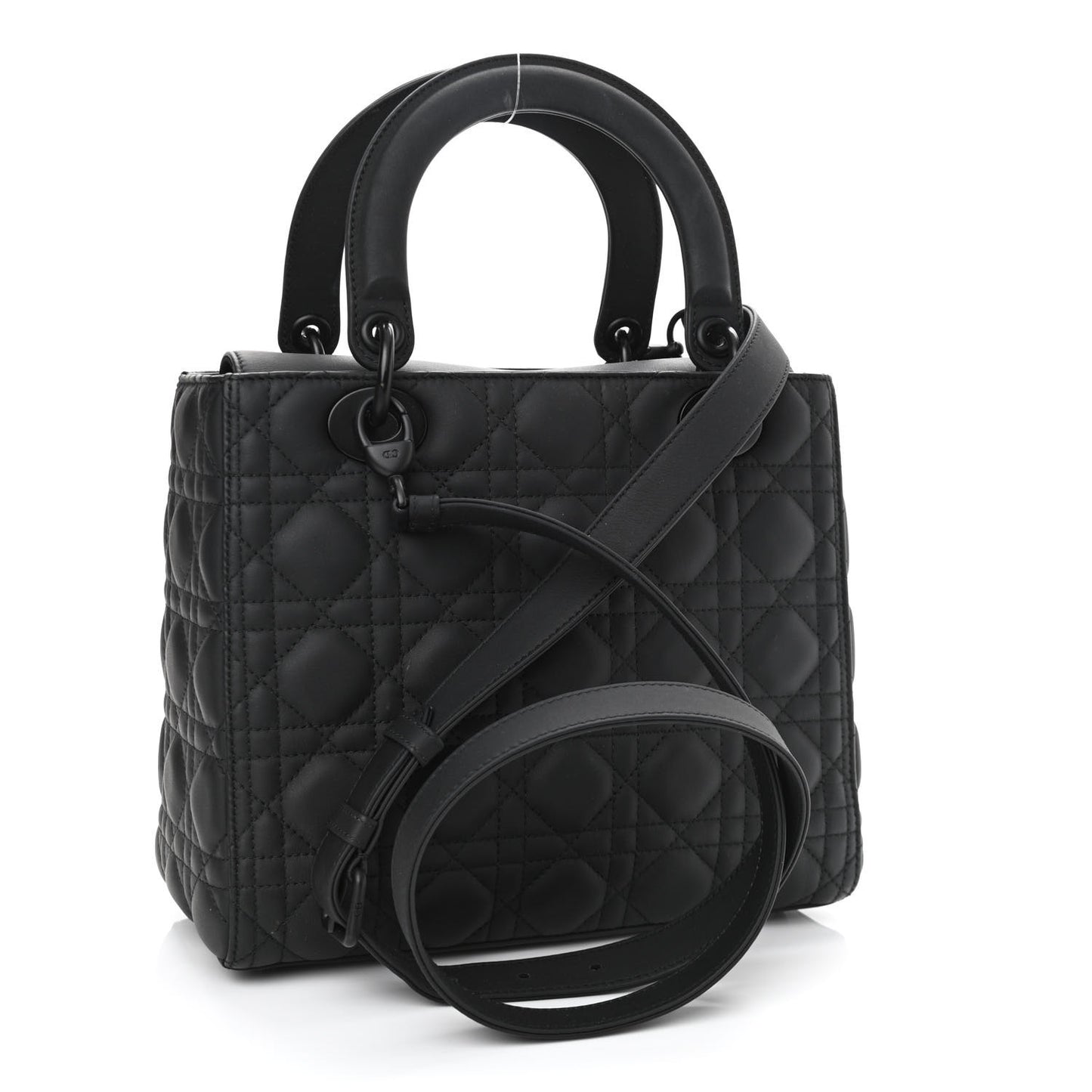 Ultra Matte Calfskin Cannage Medium Lady Dior Black