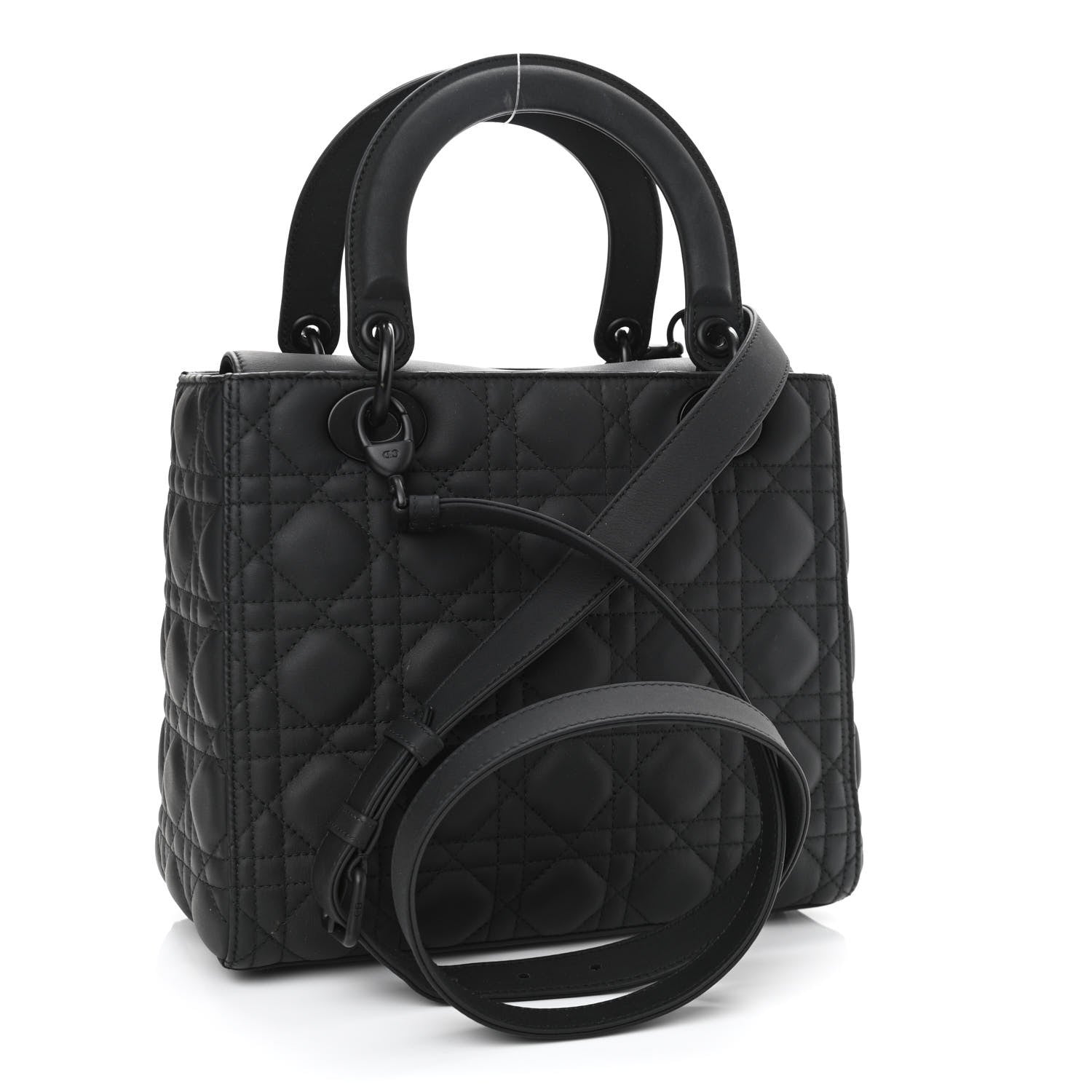 Christian Dior Ultra Matte Calfskin Cannage Medium Lady Dior Black 3 of 12