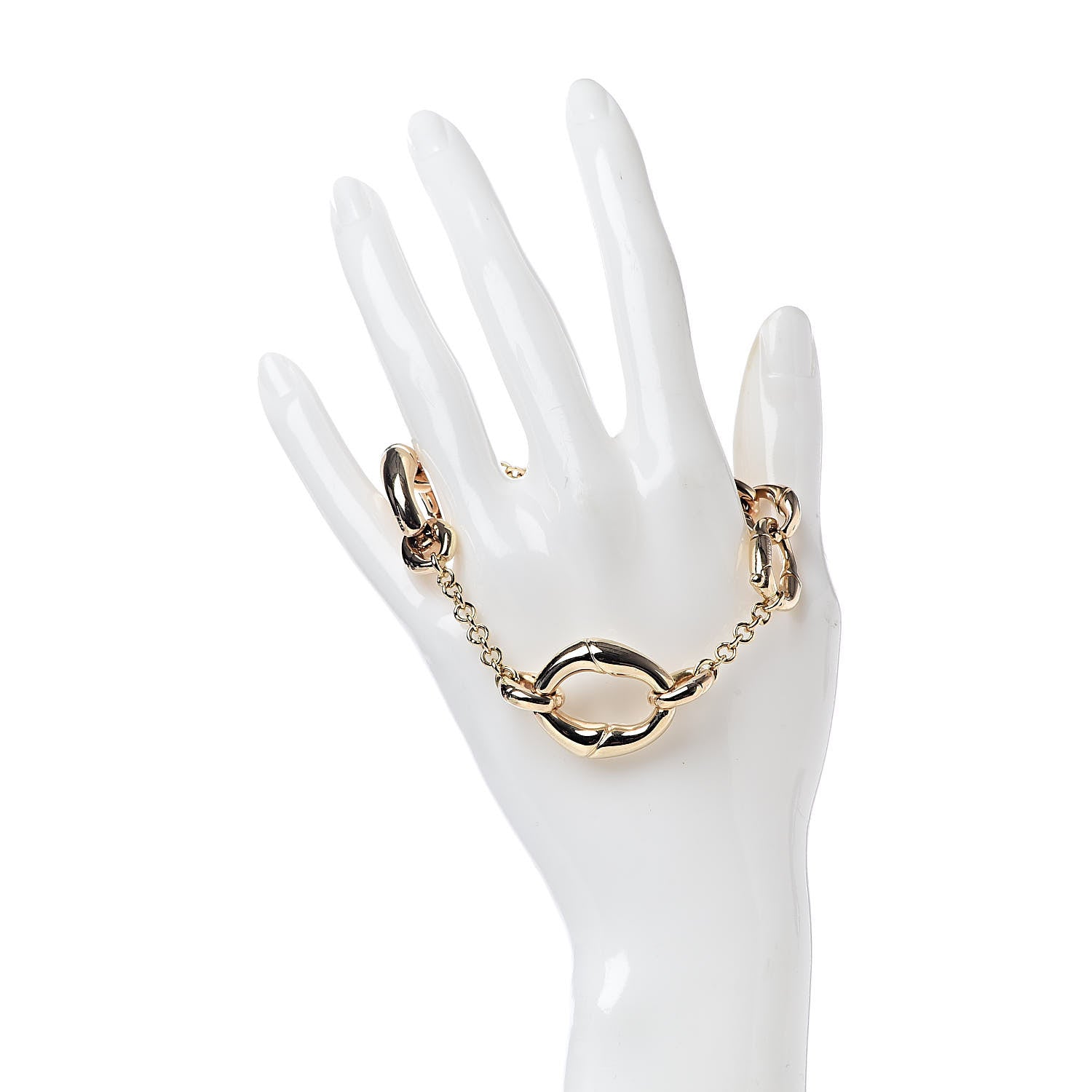 Gucci 18K Yellow Gold Bamboo Link Chain Bracelet 2 of 4