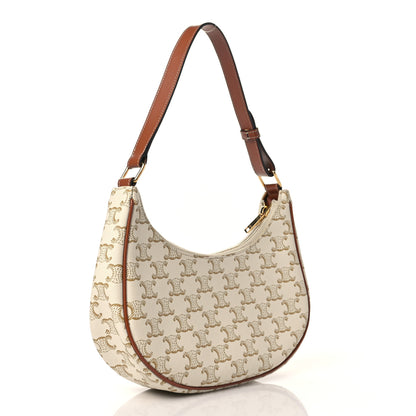 Celine Canvas Calfskin Ava Triomphe Shoulder Bag White 3 of 6