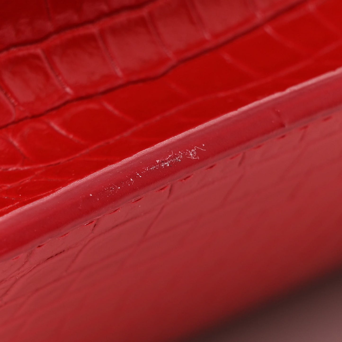 Calfskin Crocodile Embossed Kate Monogram Tassel Chain Wallet Red