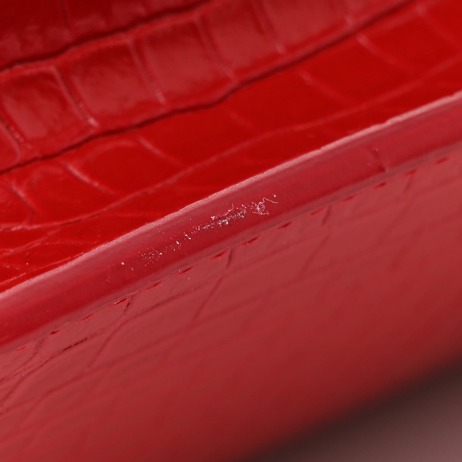 Saint Laurent Calfskin Crocodile Embossed Kate Monogram Tassel Chain Wallet Red 11 of 14