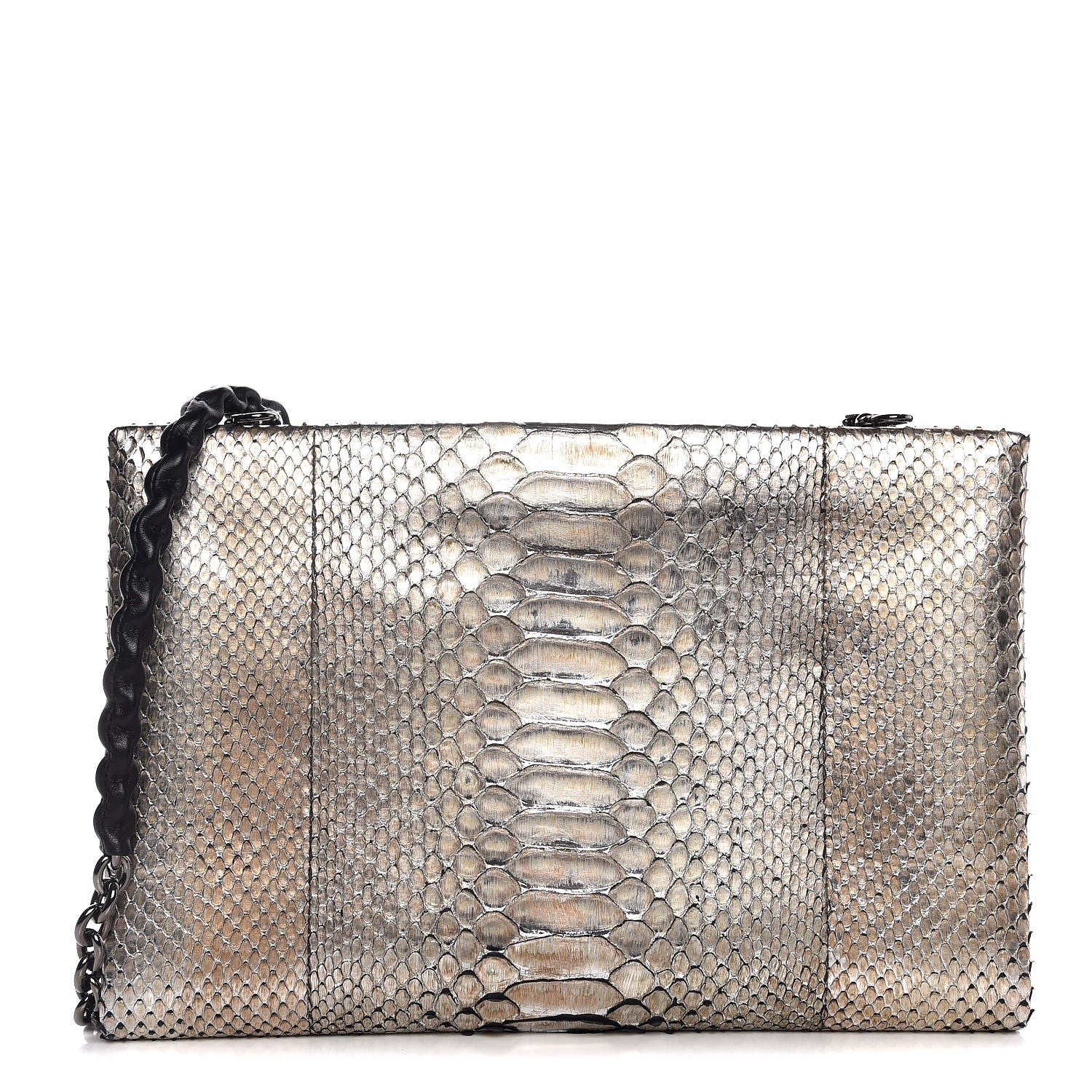 Tom Ford Python Chain Clutch Silver 1 of 7