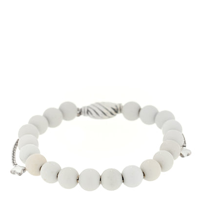 David Yurman Sterling Silver White Agate 8mm Spiritual Beads Adjustable Bracelet 2 of 3