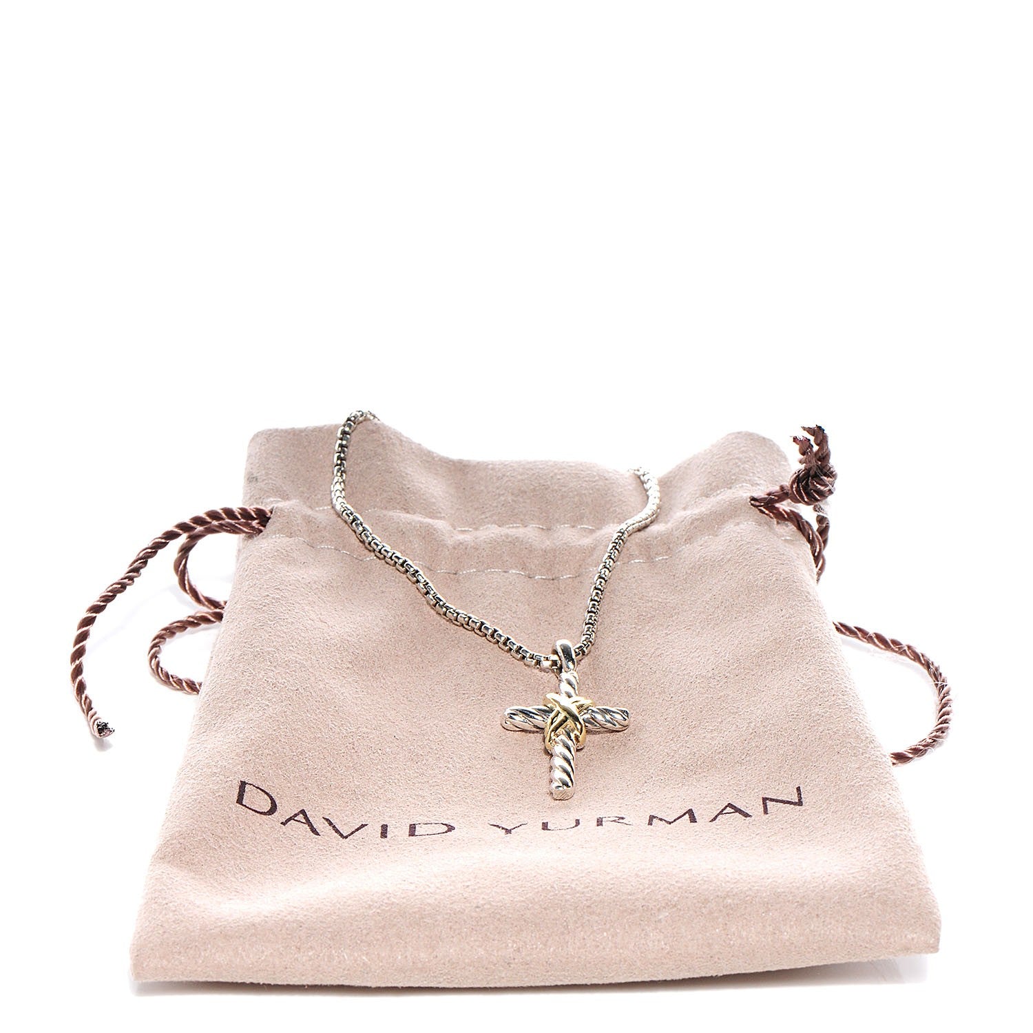 David Yurman Sterling Silver 14k Yellow Gold X Cross Necklace 3 of 5