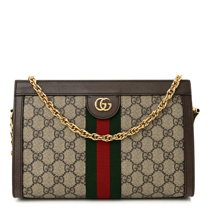 Gucci GG Supreme Monogram Web Small Ophidia Chain Shoulder Bag Brown 1 of 10