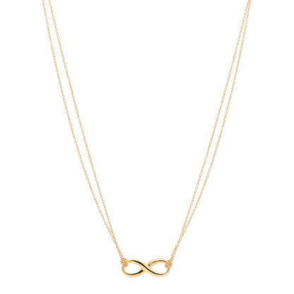 Tiffany 18K Yellow Gold Infinity Double Chain Pendant Necklace 1 of 3