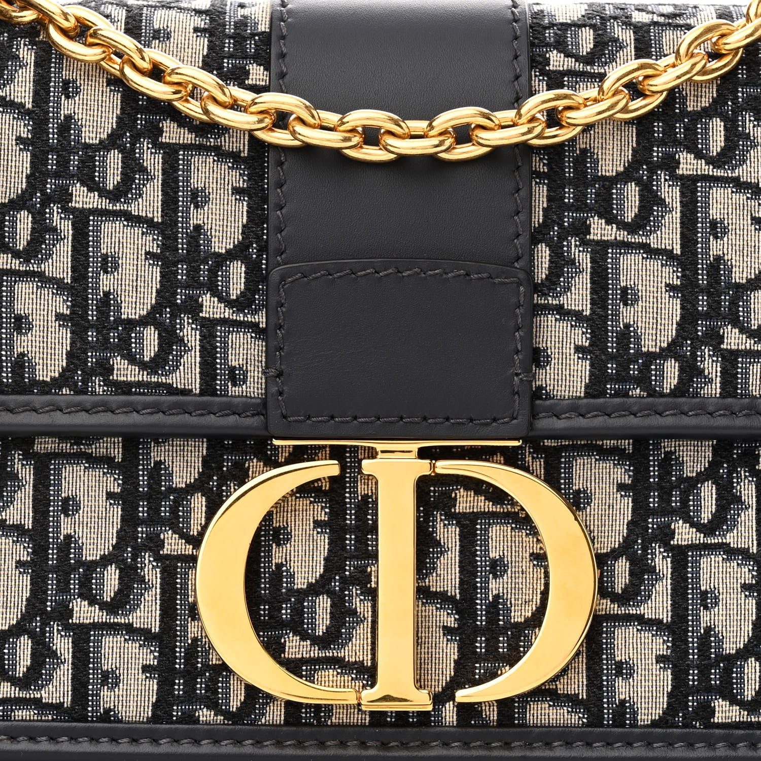 Christian Dior Oblique 30 Montaigne Chain Flap Bag Blue 8 of 10