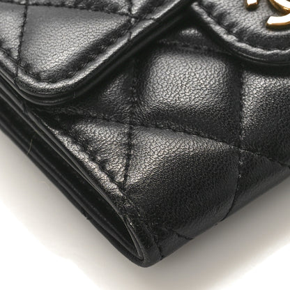 Chanel Lambskin Quilted Flap Card Holder Wallet Black 8 of 10
