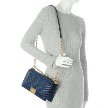 Chanel Lambskin Quilted Medium Boy Flap Dark Blue 2 of 8