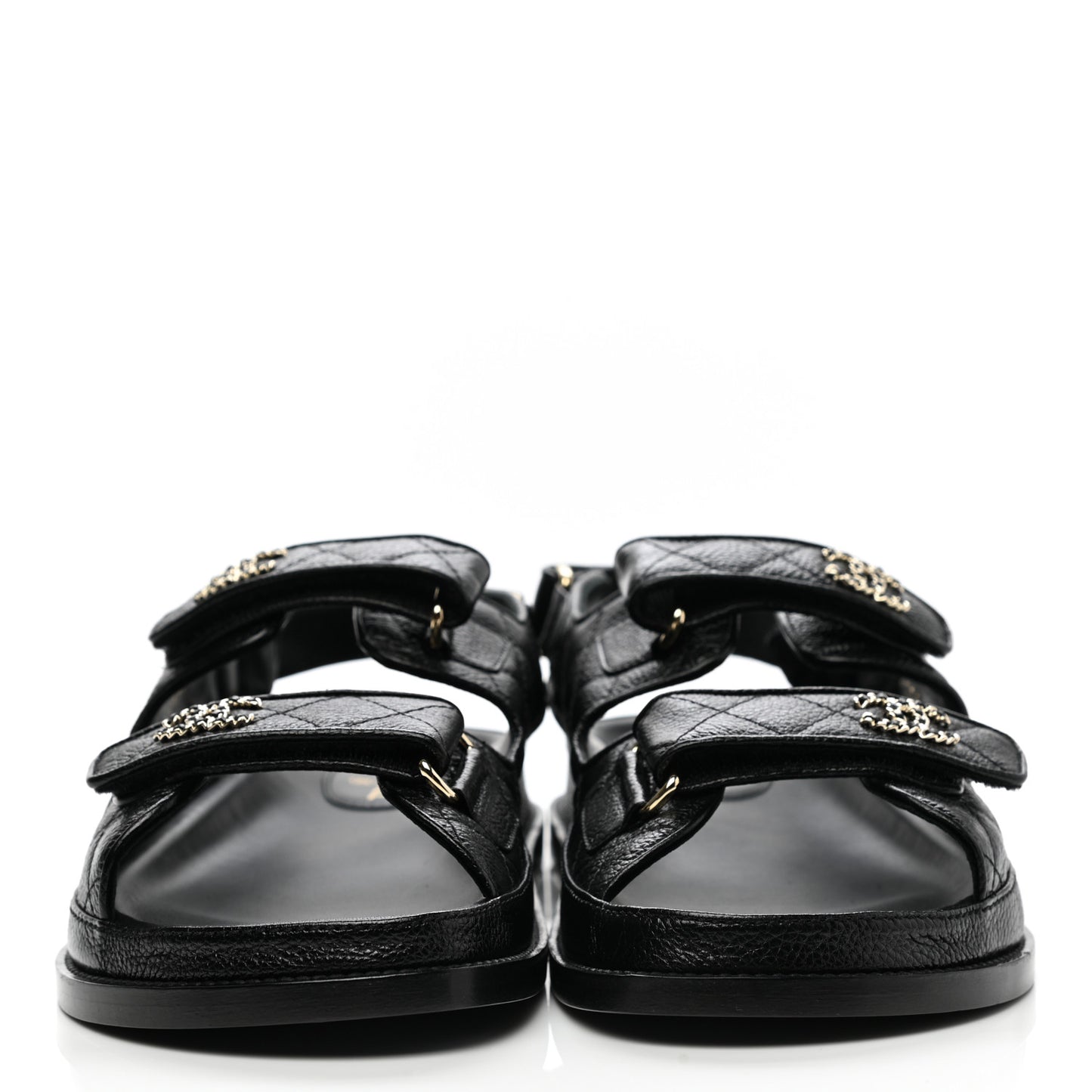Grained Calfskin Velcro Dad Sandals 40.5 Black