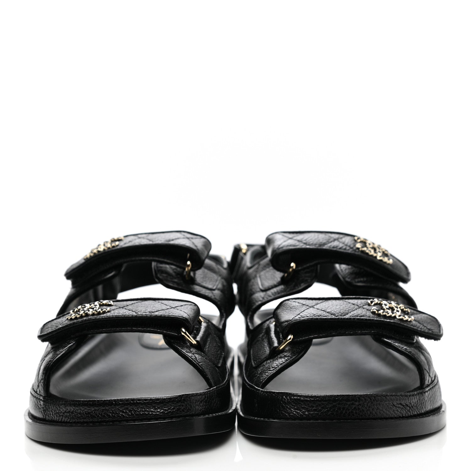 Chanel Grained Calfskin Velcro Dad Sandals 40.5 Black 2 of 9