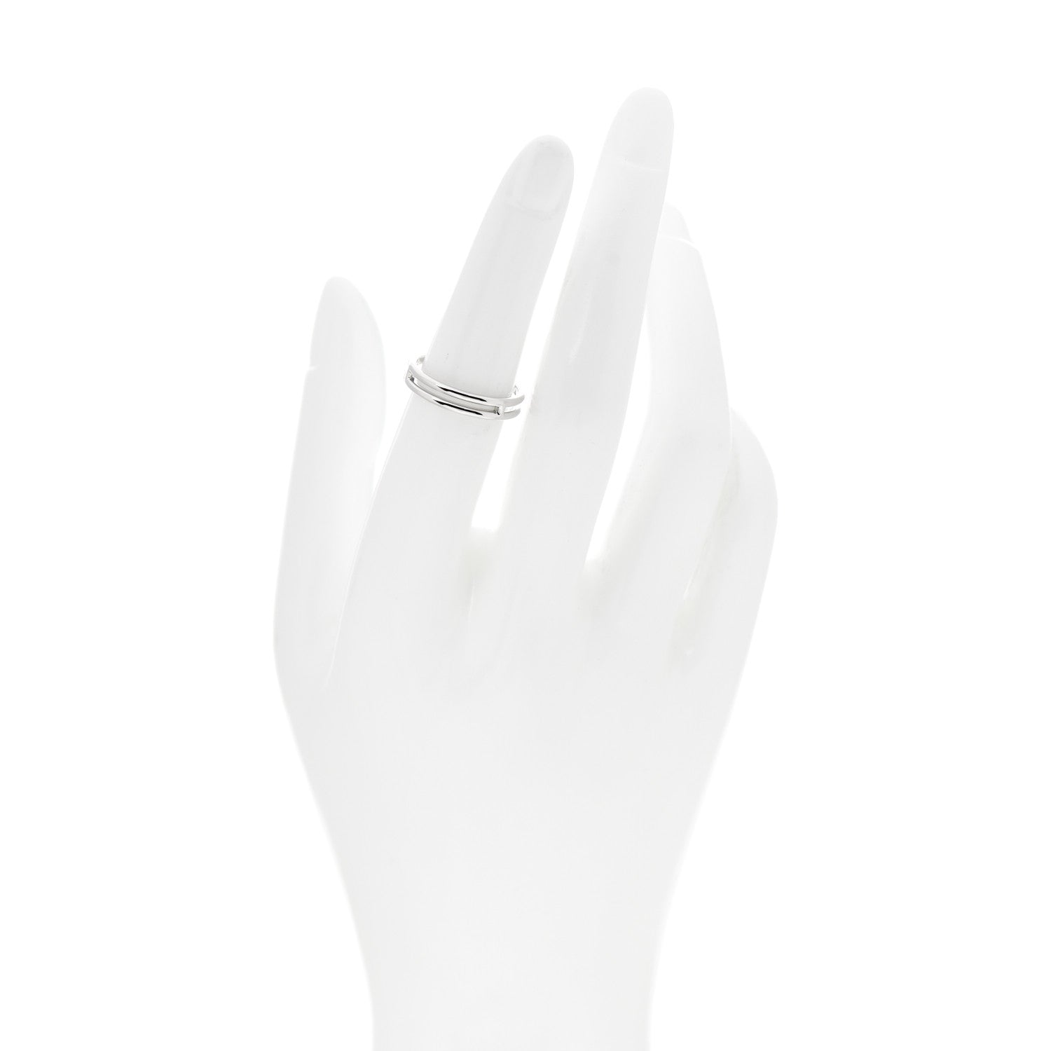 Hermes 18K White Gold Ariane Wedding Band Ring 52 6 2 of 6