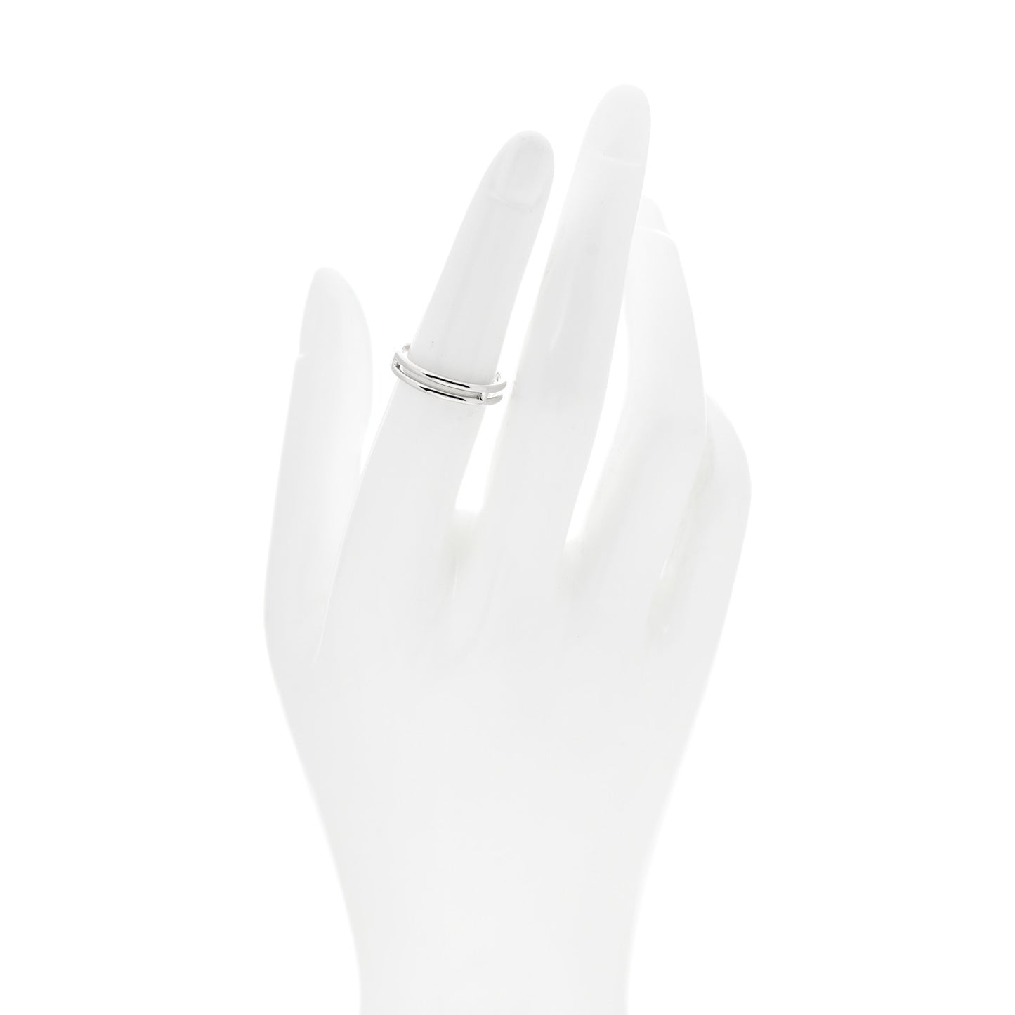 18K White Gold Ariane Wedding Band Ring 52 6