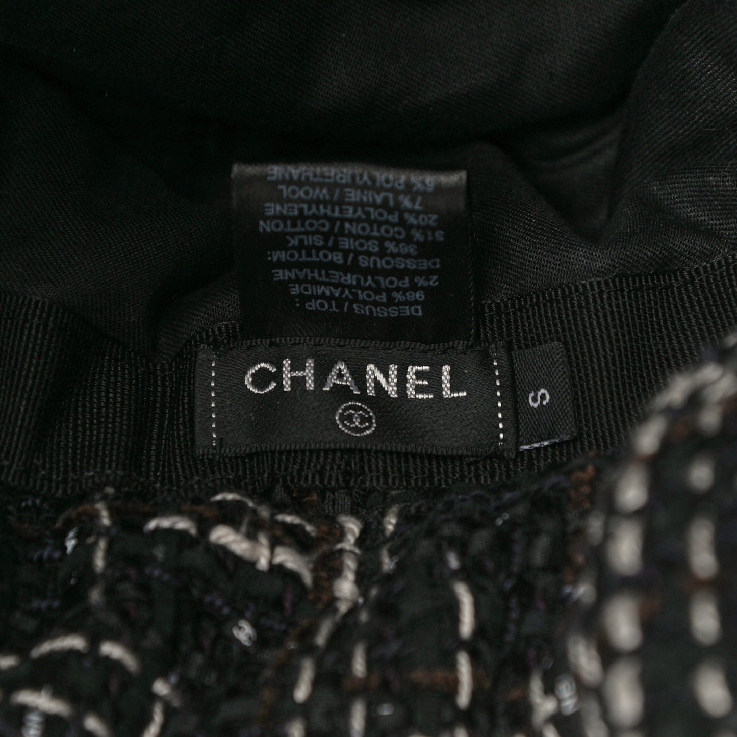 Nylon Tweed Quilted Coco Neige Hat S Black