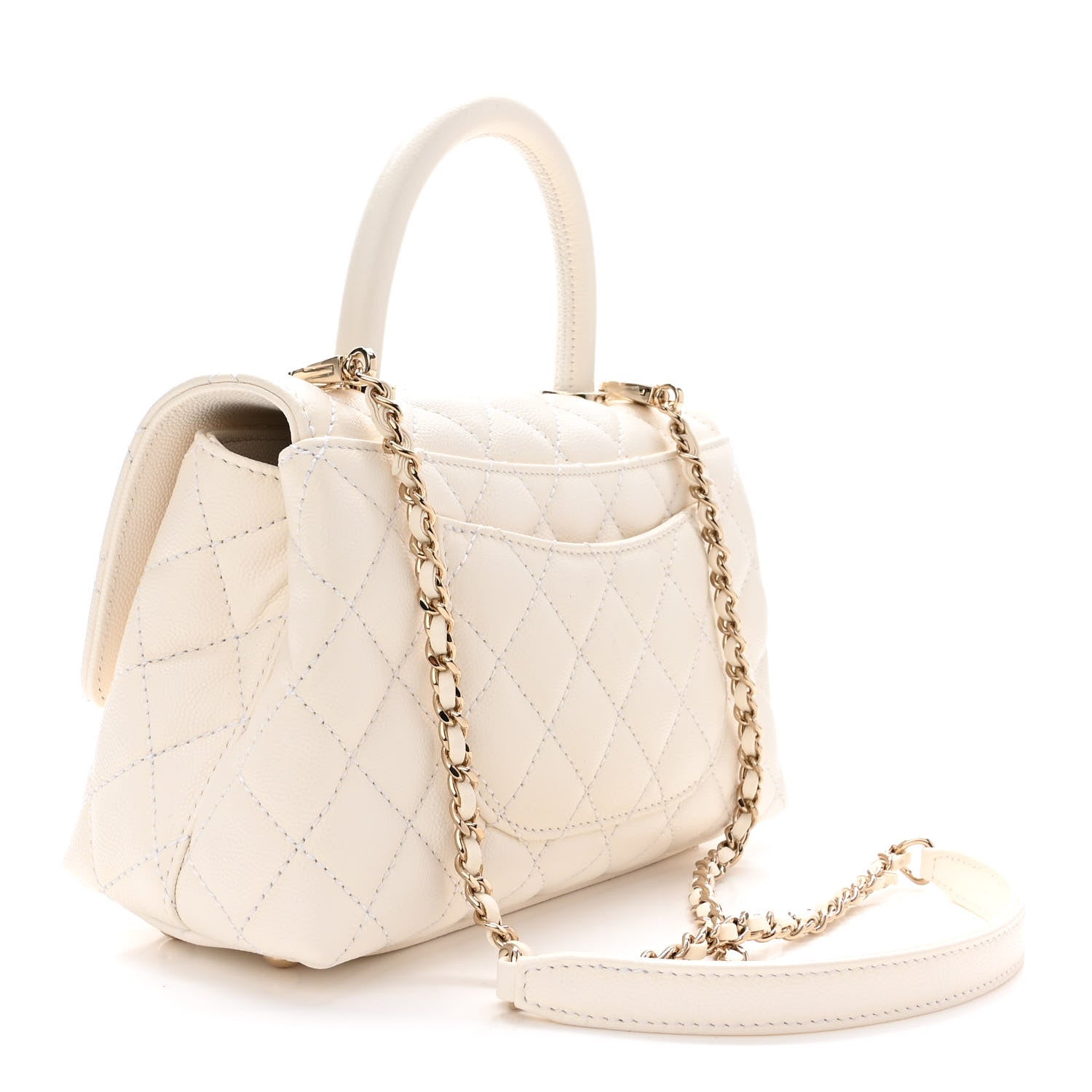 Chanel Caviar Quilted Mini Coco Handle Flap White 3 of 12