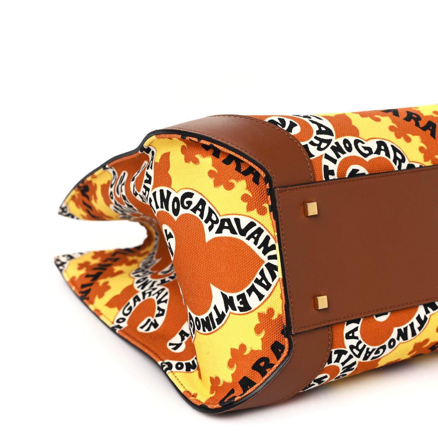 Valentino Garavani Canvas Calfskin Large Bandana Print Vlogo Signature Tote Saddle Brown Multicolor 8 of 10