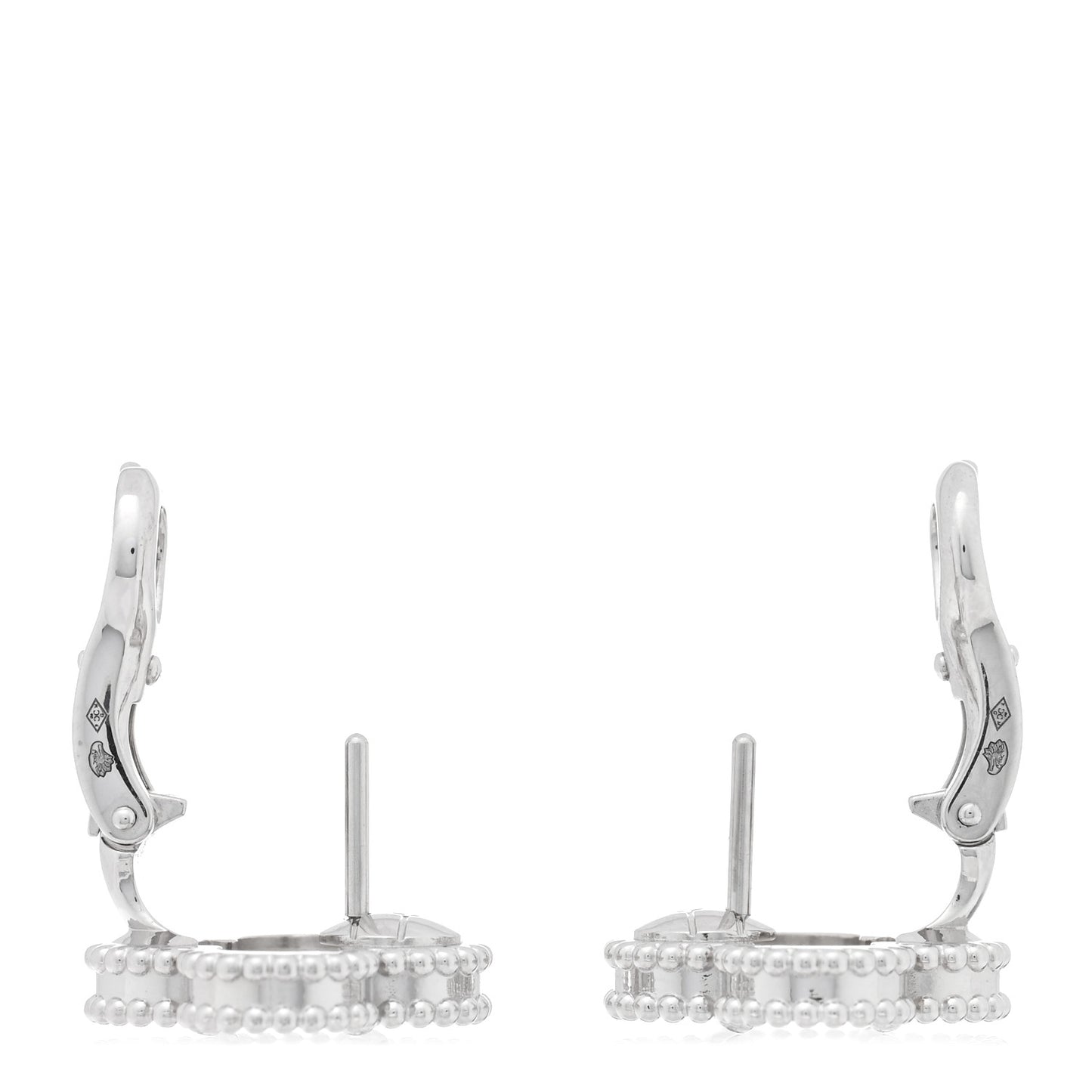 18K White Gold Mother of Pearl Vintage Alhambra Earrings