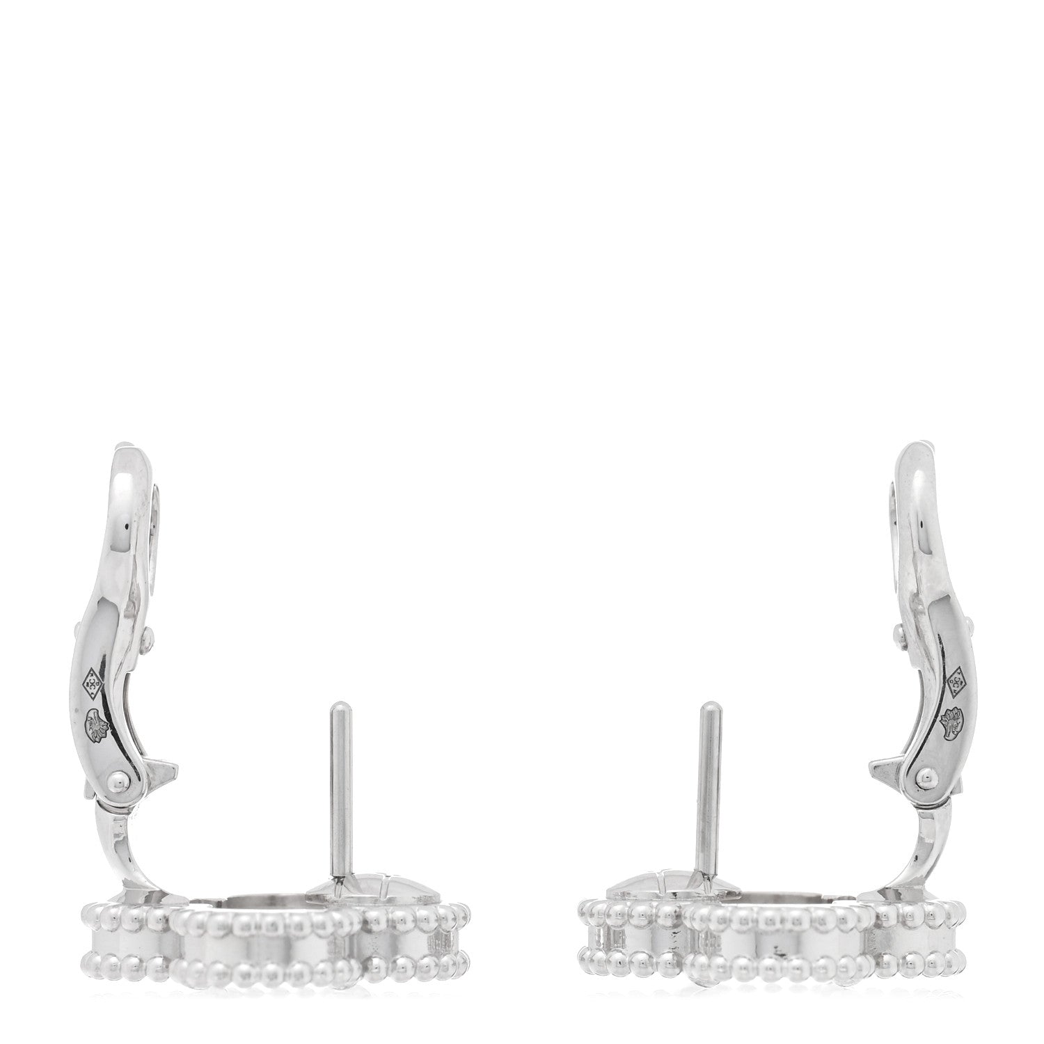 Van Cleef & Arpels 18K White Gold Mother of Pearl Vintage Alhambra Earrings 3 of 5