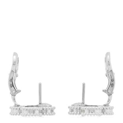 Van Cleef & Arpels 18K White Gold Mother of Pearl Vintage Alhambra Earrings 3 of 5
